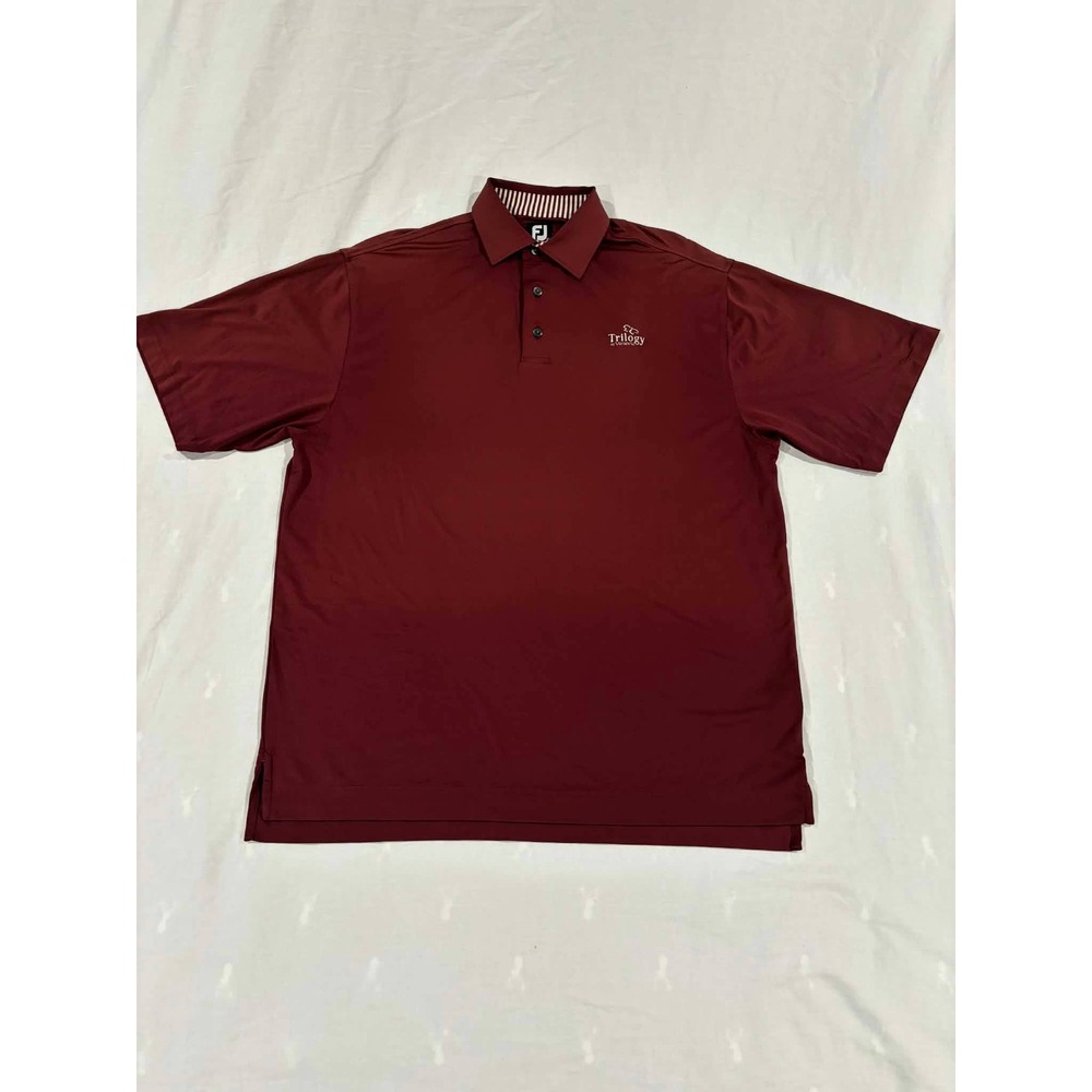 Footjoy FJ Burgundy Trilogy Golf Polo Shirt‎ Mens LARGE Polyester Spandex